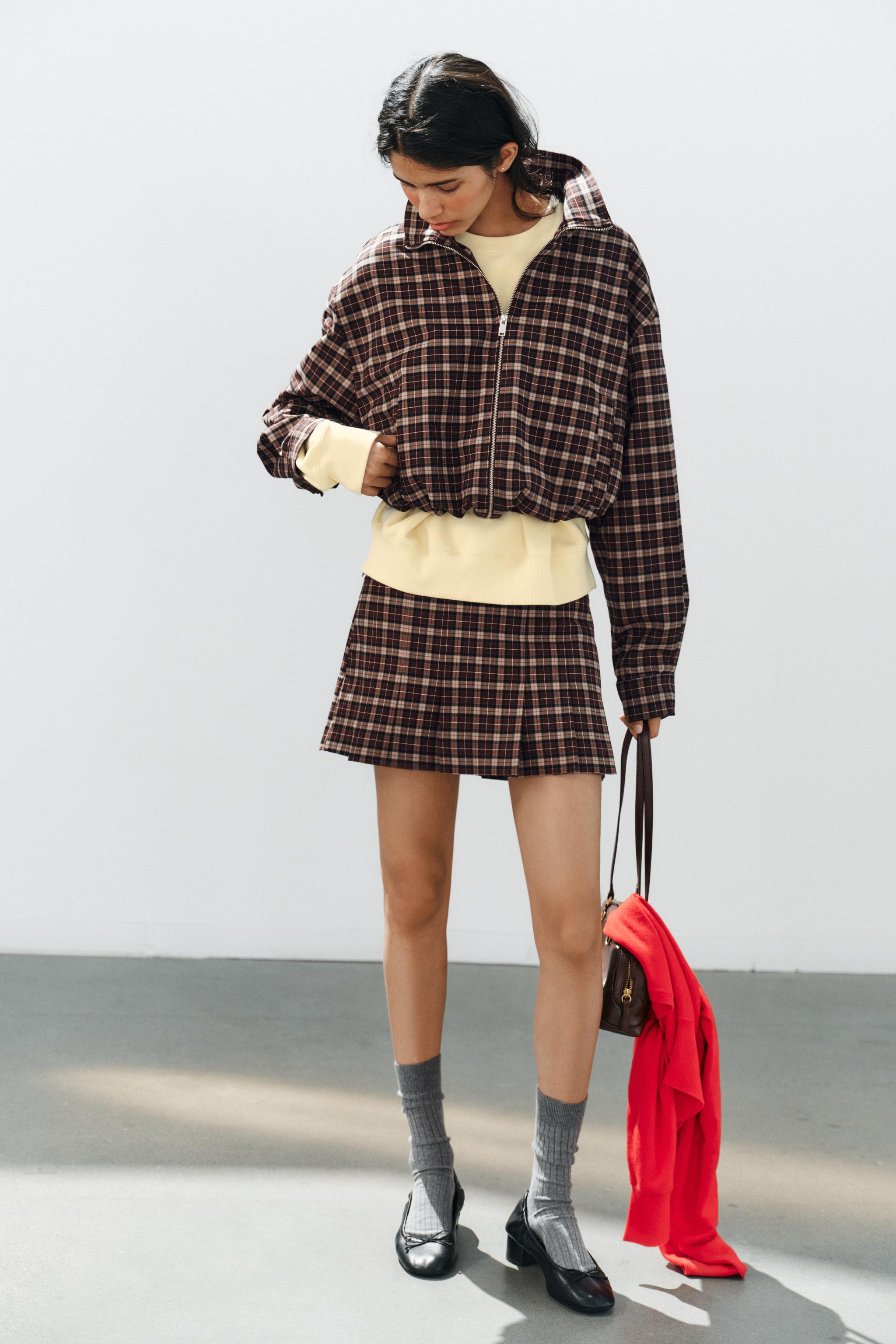 PLAID ZIP-UP JACKET